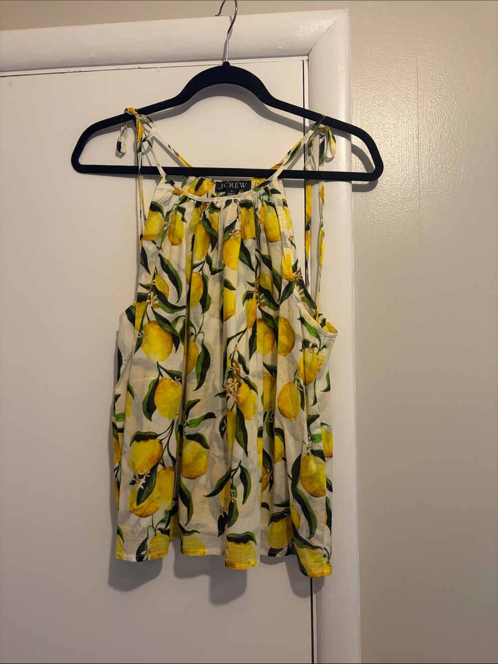 J. Crew Lemon Print Halter Camisole - Yellow & Green